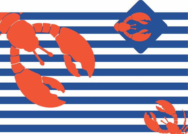 Nautical Placemats and Coasters Combo Set - Lobster Blue and Red