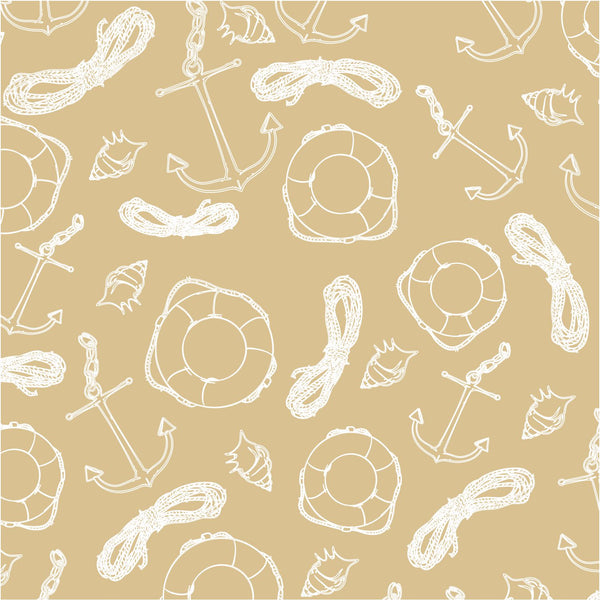 Placemats, Set of 12 Square 11 x 11  Nautical, Brown