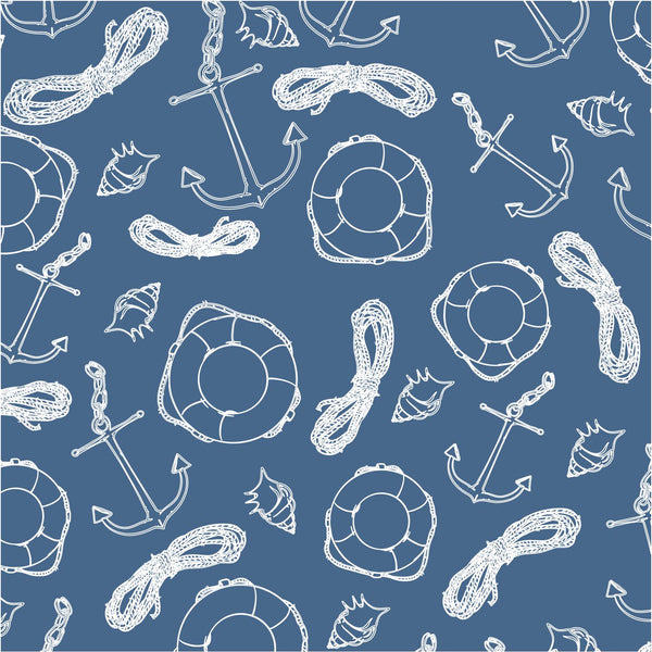 Placemats, Set of 12 Square 11 x 11  Nautical, Blue Sea