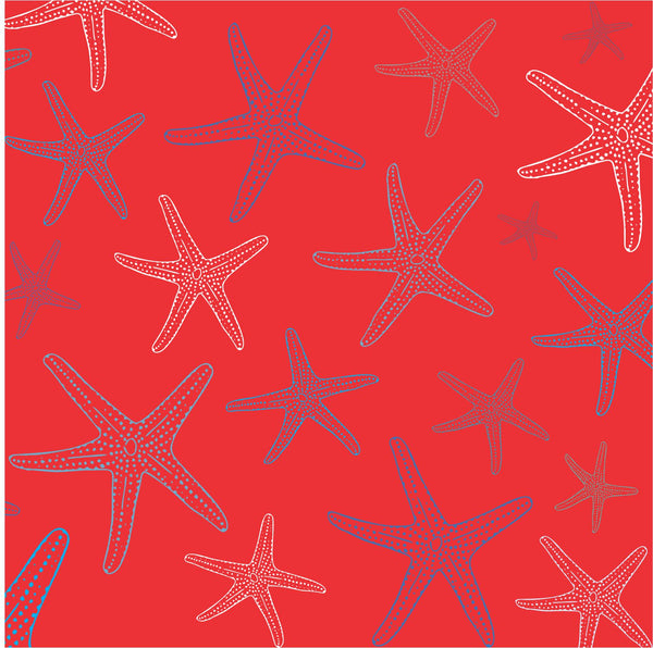 Placemats, 11 x 11 red and white starfish