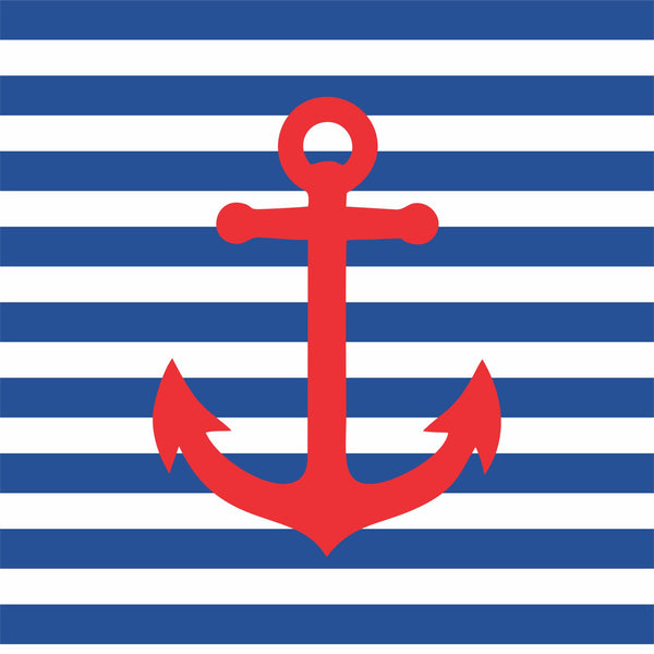 Placemats, Set of 12 Square 11 x 11  Nautical, red anchor