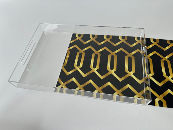Endless possibilities acrylic tray - Geometric Black And Gold Insert
