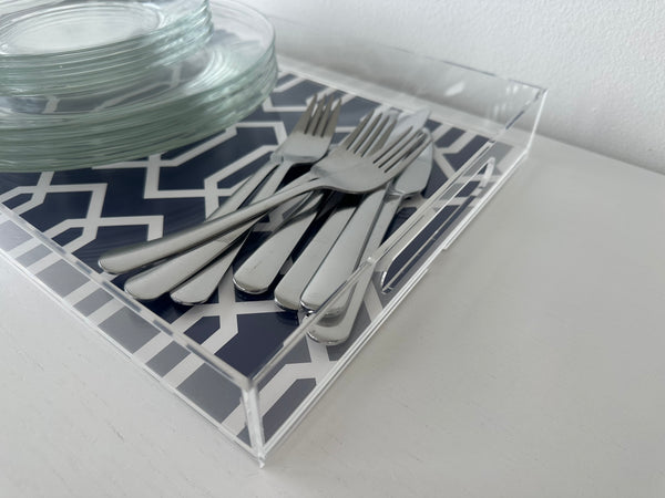 Endless possibilities acrylic tray - Geometric Blue