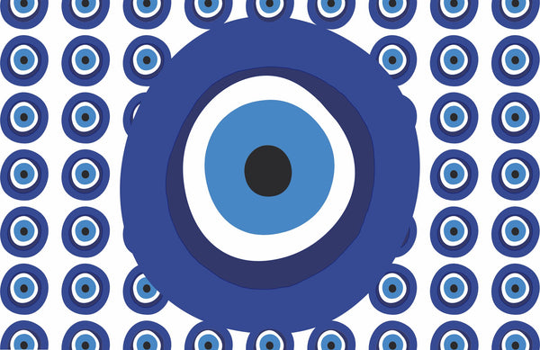 Shabbat SET of  Placemats + Challah Strips - Evil Eye