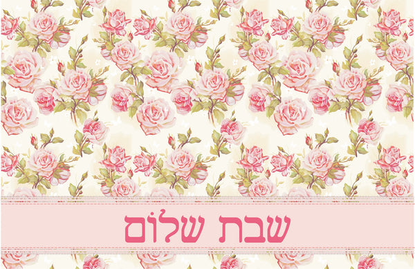Shabbat Shalom Flowers Placemats Pink