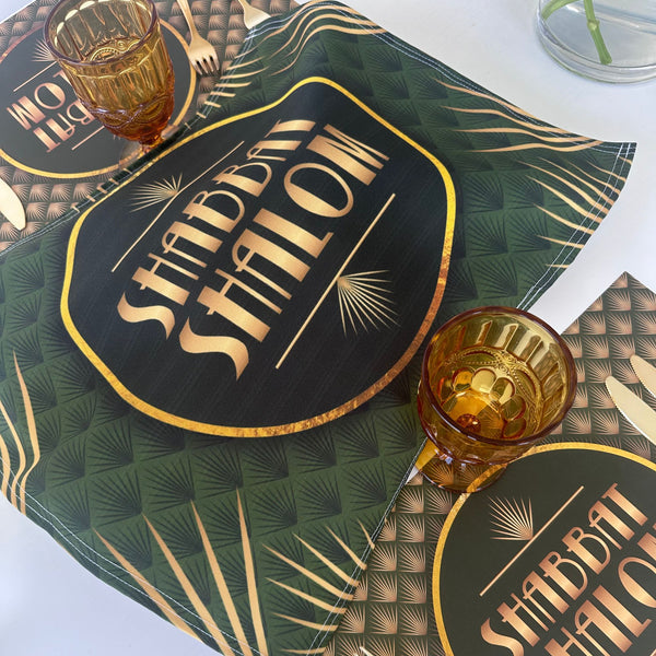 Shabbat Shalom Challah Cover, Art Deco