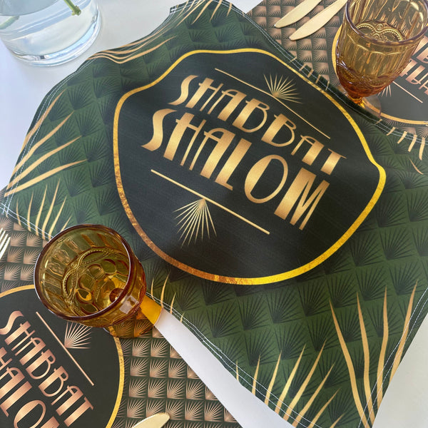 Shabbat Shalom Challah Cover, Art Deco