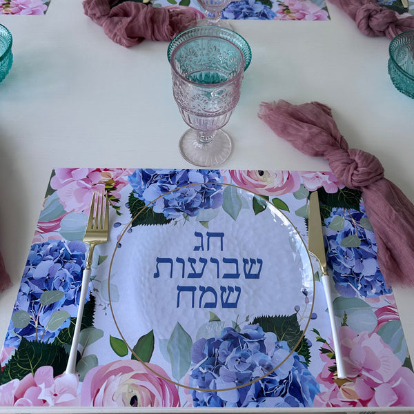 Shavuot Placemats Blue Flowers