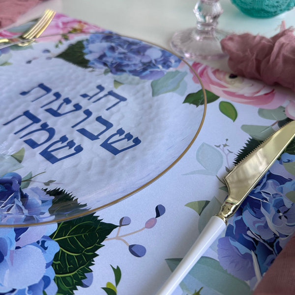 Shavuot Placemats Blue Flowers