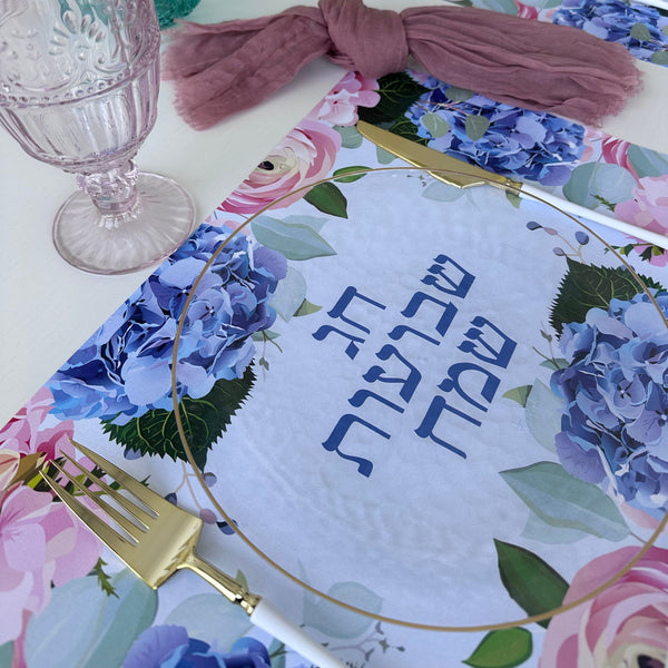 Shavuot Placemats Blue Flowers
