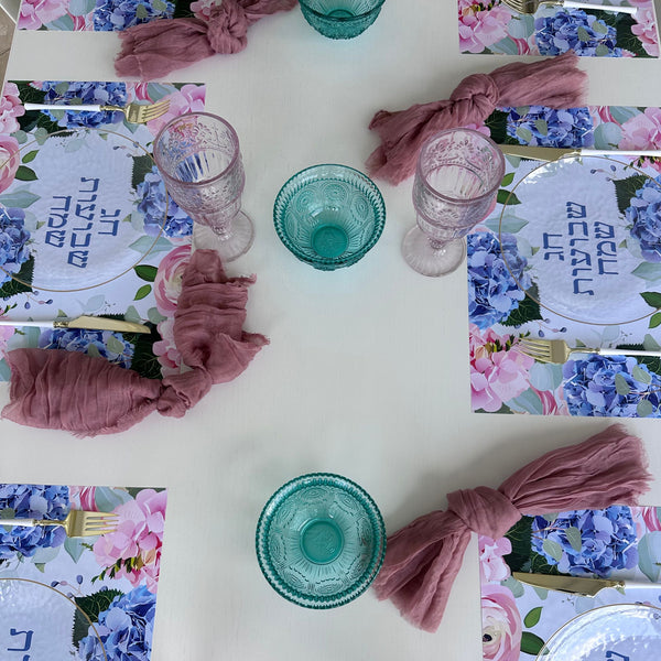 Shavuot Placemats Blue Flowers