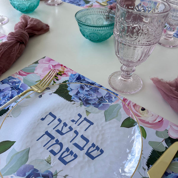 Shavuot Placemats Blue Flowers