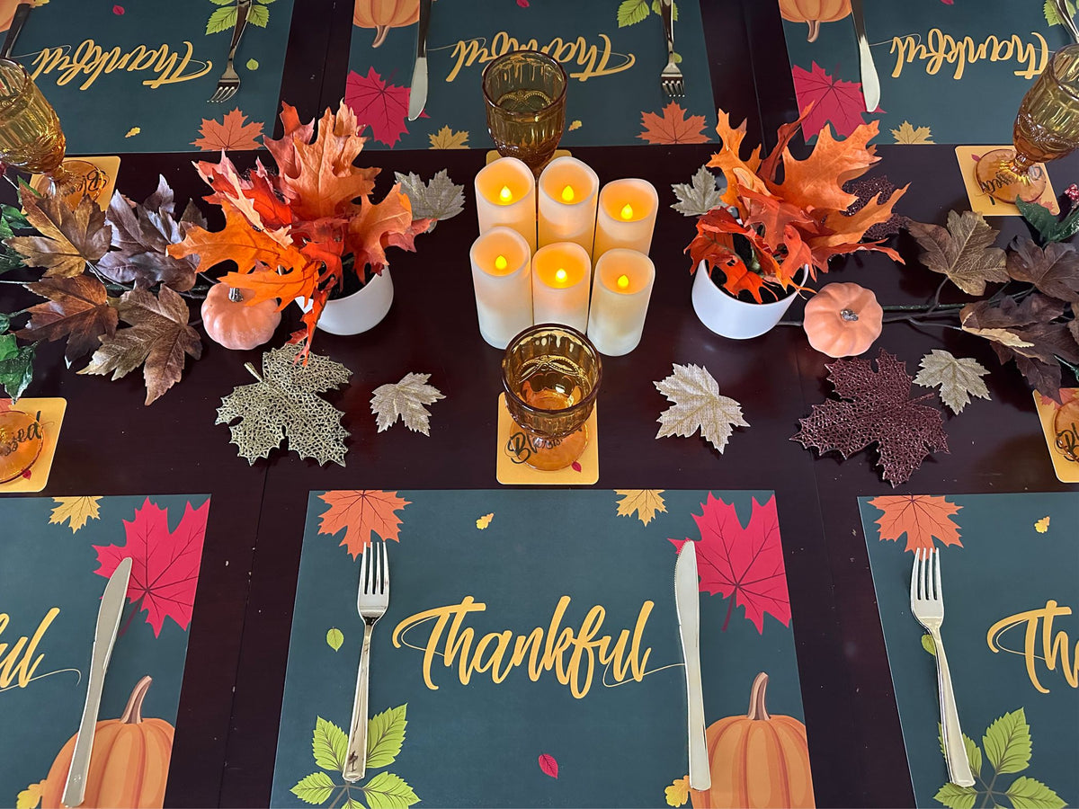 Thanksgiving Placemats Thankful and leaves Romilipo