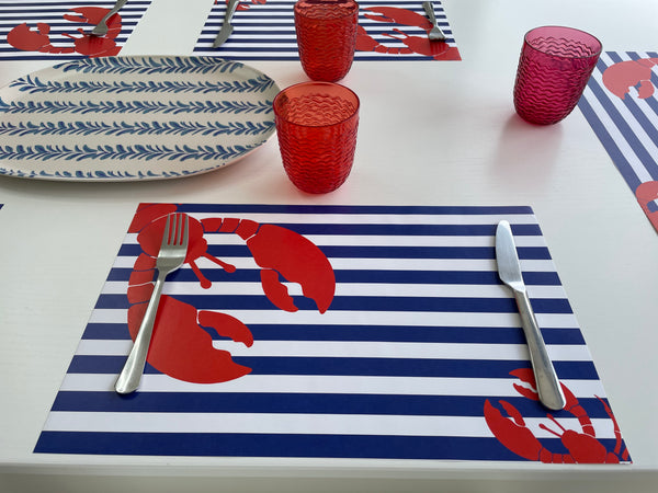 Nautical Placemats - Lobster Blue and Red