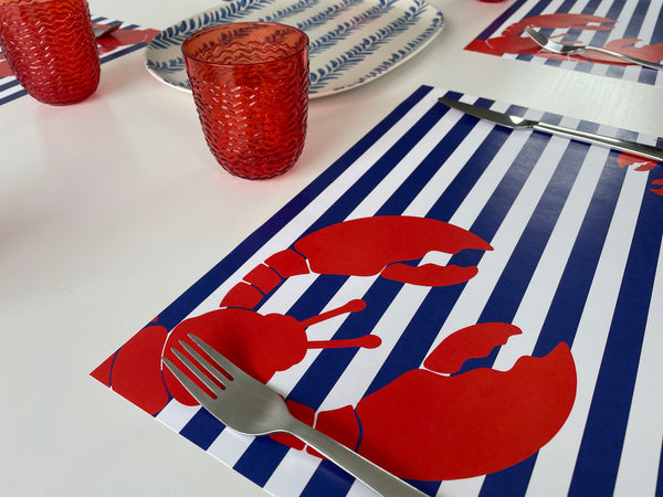 Nautical Placemats - Lobster Blue and Red