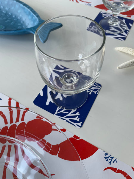 Nautical Placemats and Coasters Combo Set - Lobsters and Corals