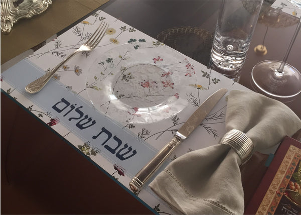 Placemats, Set of 12 11 x 17  Shabbat Shalom 1