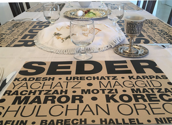 Passover placemats, Set of 12 paper placemats, order of the seder