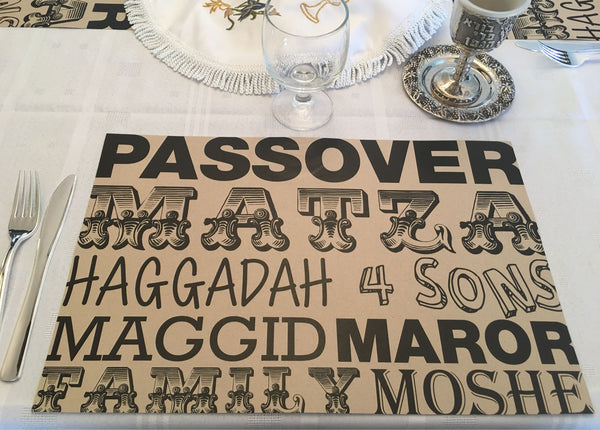 Passover placemats, Set of 12 paper placemats, craft, words
