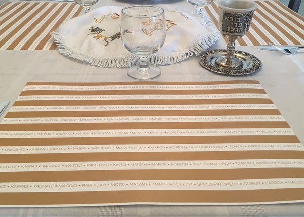 Passover placemats, gold stripes, Set of 12 paper placemats
