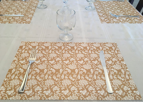 Passover placemats, royal gold white