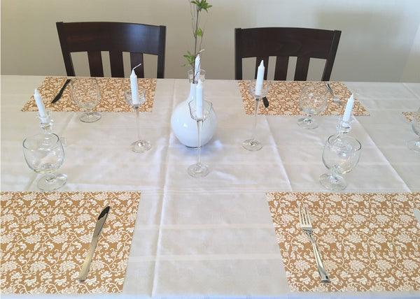 Passover placemats, royal gold white