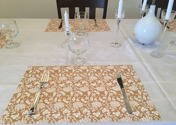 Passover placemats, royal gold white