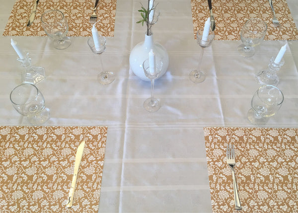 Passover placemats, royal gold white