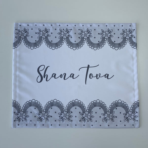 Rosh Hashanah Challah Cover, Grey and White