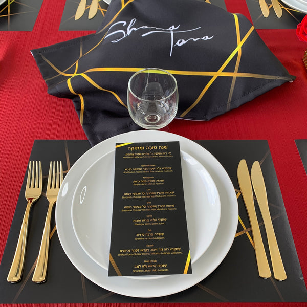 Rosh Hashanah Challah Cover, Black and Gold