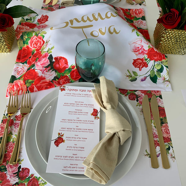 Rosh Hashanah Challah Cover, Red roses
