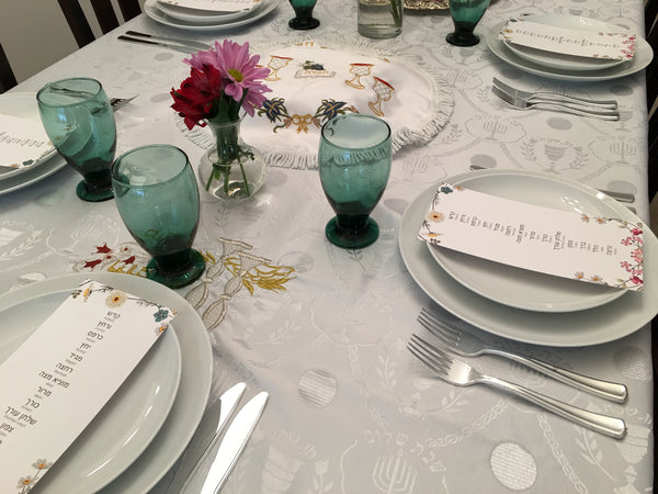 Passover cards, floral, Set of 12 8.5" x 4.25"cards, Pesach, order of the seder