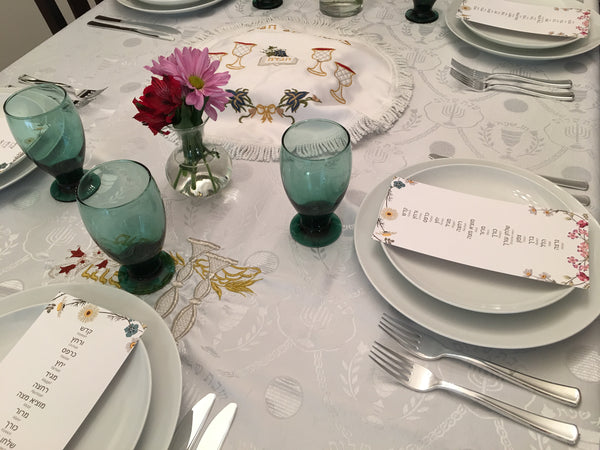 Passover cards, floral, Set of 12 8.5" x 4.25"cards, Pesach, order of the seder