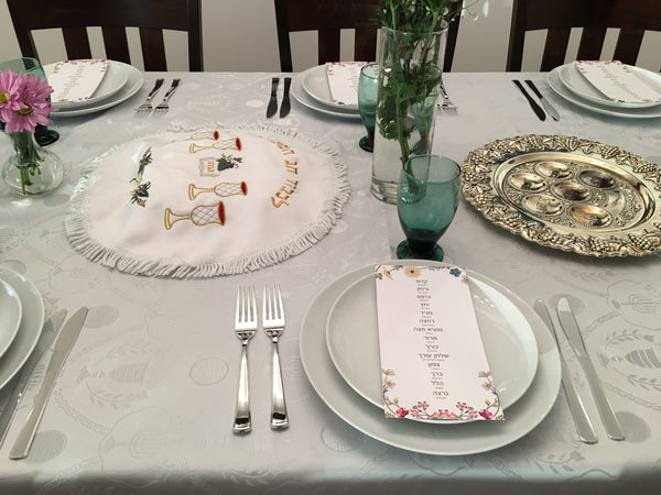 Passover cards, floral, Set of 12 8.5" x 4.25"cards, Pesach, order of the seder