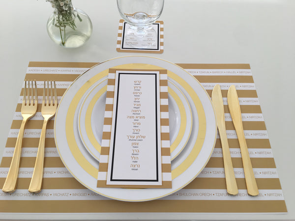 Passover 3 x SET - 12 Placemats + 12 seder cards + 12 coasters plagues