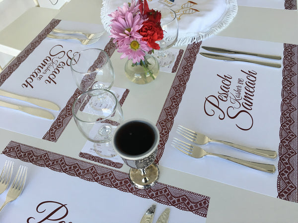 Passover 3 x SET - 12 Placemats + 12 seder cards + 12 coasters plagues