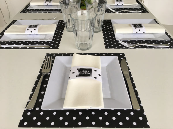 Shavuot Placemats + Napkin ring - Polka Small Dots