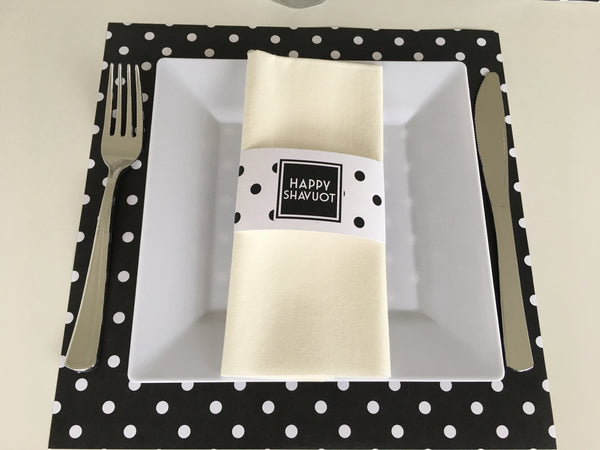 Shavuot Placemats + Napkin ring - Polka Small Dots