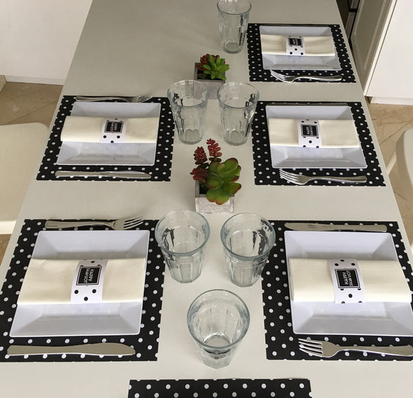 Shavuot Placemats + Napkin ring - Polka Small Dots