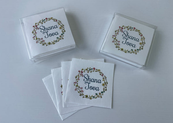 Rosh Hashanah napkins, floral ring, set of 20