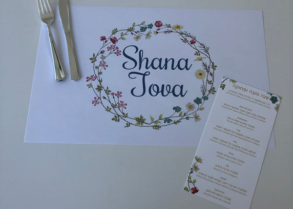 Rosh Hashanah simanim cards, floral, set of 12