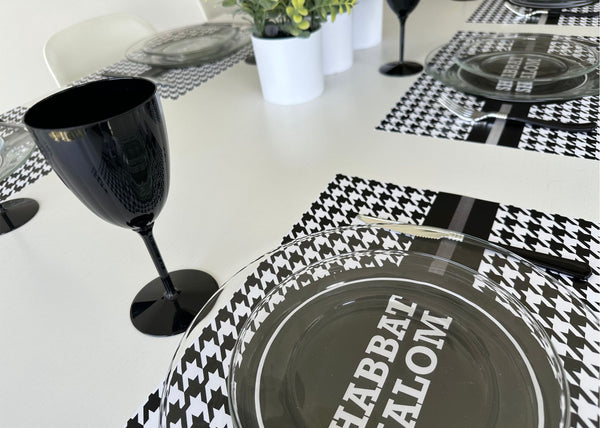 Set of 12 11 x 17  Shabbat Shalom paper placemats  Houndstooth Style