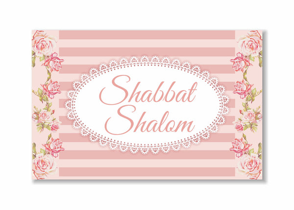Shabbat Shalom Flowers Placemats Pinky lines