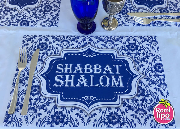 Set of 12 11 x 17  Shabbat Shalom paper placemats Chinese Style