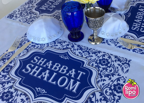 Set of 12 11 x 17  Shabbat Shalom paper placemats Chinese Style