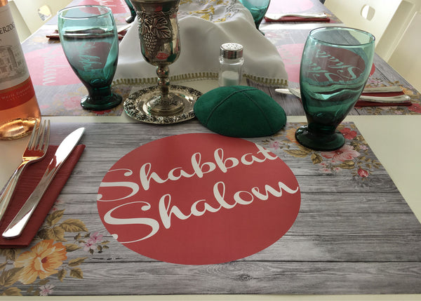 Set of 12 11 x 17  Paper Placemats Shabbat Shalom Rustic Style