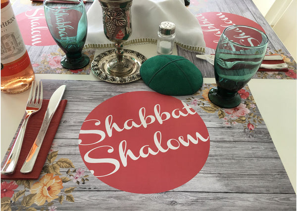 Set of 12 11 x 17  Paper Placemats Shabbat Shalom Rustic Style