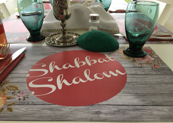 Set of 12 11 x 17  Paper Placemats Shabbat Shalom Rustic Style
