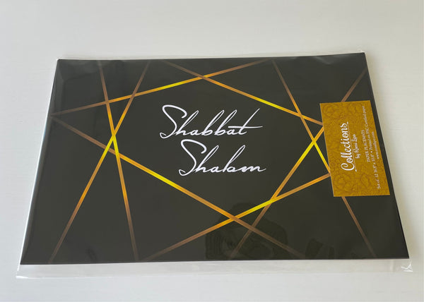 Shabbat Shalom Placemats Elegant Black and Gold