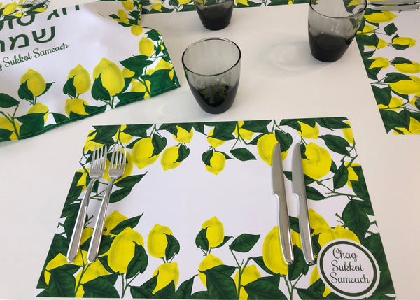 Sukkot Paper Placemats, Set of 12 11 x 17 Lemons